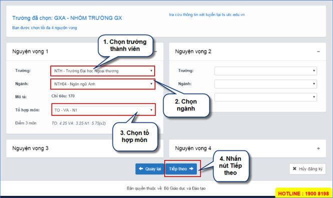Quy trình nộp hồ sơ đăng ký xét tuyển trực tuyến Quy trình nộp hồ sơ đăng ký xét tuyển trực tuyến