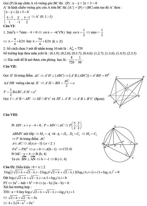 Thi THPT quốc gia: Gợi ý giải đề thi môn toán Thi THPT quốc gia: Gợi ý giải đề thi môn toán