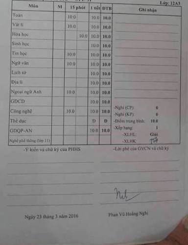 Trường Hùng Vương tự cho học sinh toàn điểm 10 để đi thi học sinh giỏi