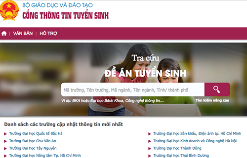 Cổng thông tin tuyển sinh do Bộ Giáo dục và Đào tạo thực hiện