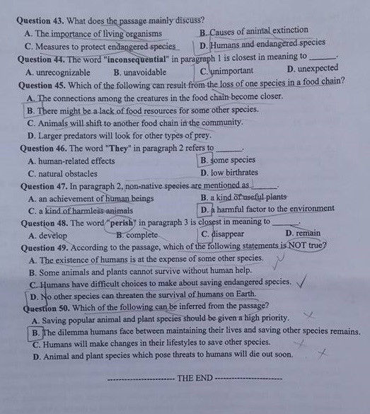 đáp án tiếng anh