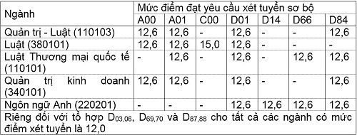 Ngưỡng điểm sàn xét tuyển sơ bộ của Đại học Luật - Ảnh 1