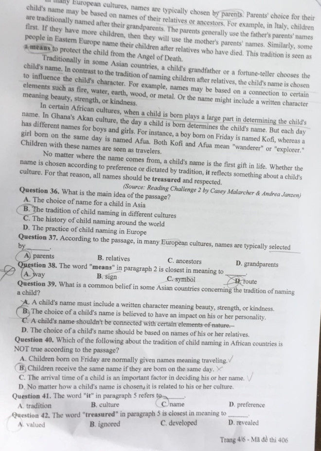 đề thi tiếng anh