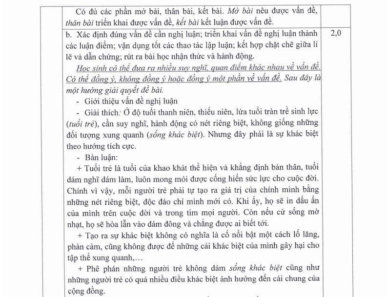 Đáp án môn Ngữ văn kỳ thi tuyển sinh lớp 10 TPHCM