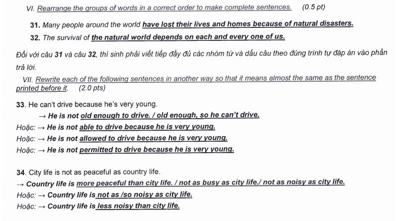 Đáp án môn Tiếng Anh kỳ thi tuyển sinh lớp 10 TPHCM