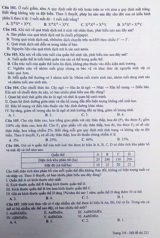 đề thi sinh 2017