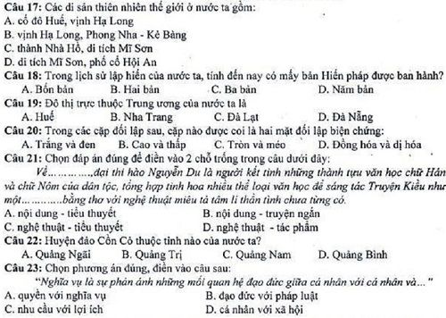 Đề thi môn năng khiếu báo chí 