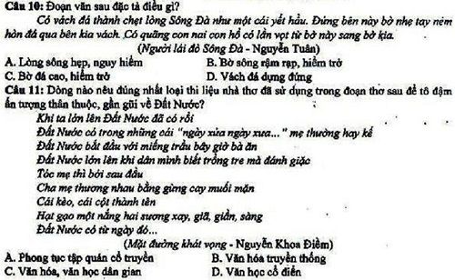 Đề thi môn năng khiếu báo chí 