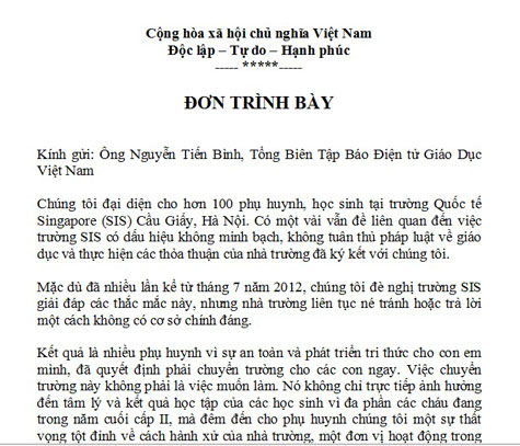 Trường quốc tế SIS bị phụ huynh phản ánh vì thay đổi chương trình