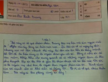 Bài văn xúc động về cô giúp việc của học sinh lớp 7 trường Marie Curie