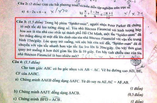 Đề kiểm tra toán: Thầy giáo yêu cầu học sinh tính chiều cao toà nhà Bitexco