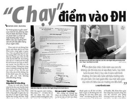 Điều tra đường dây chạy điểm vào đại học