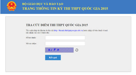 14g30 ngày 22-7 công bố điểm thi THPT quốc gia