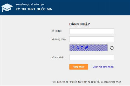Tra cứu điểm thi THPT Quốc gia 2015: Nhiều thí sinh quên mật khẩu