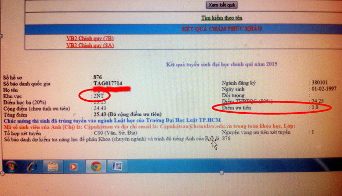 Xác lập nhầm khu vực ưu tiên cho hàng trăm thí sinh
