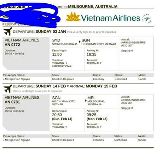 Авиабилеты вьетнам. Vietnam Airlines ticket. Ticket to Australia. Фото билета во Вьетнам.