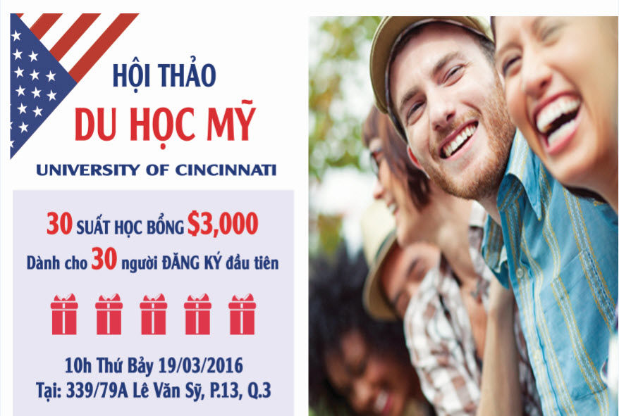 Hội thảo du học Mỹ CINCINNATI - nhận ngay $3000 tiền mặt