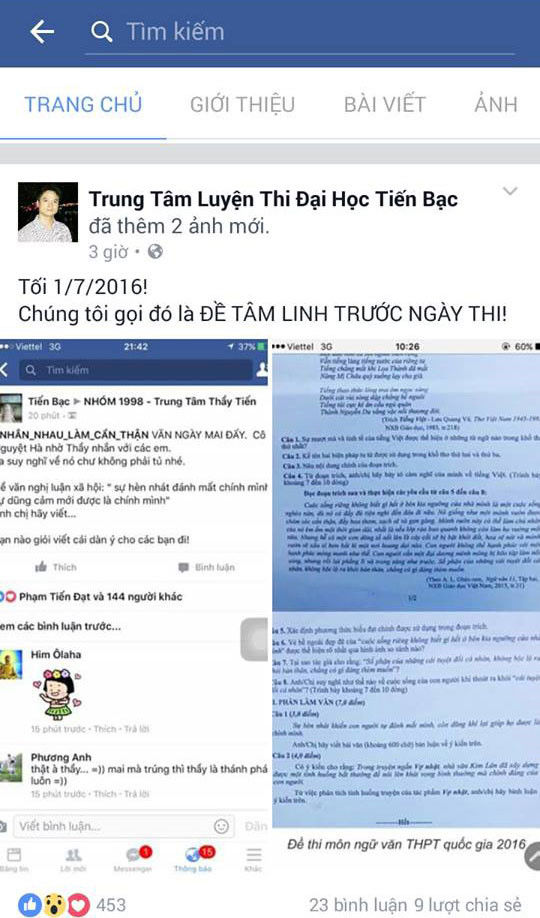 Xử lý người tung tin lộ đề thi