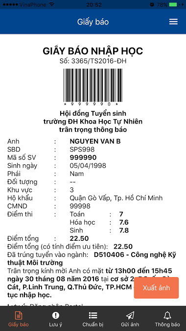 Nhập học qua smartphone