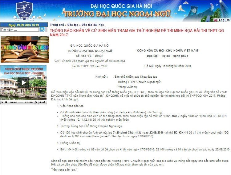 Huy động sinh viên thử nghiệm đề minh họa thi THPT quốc gia 2017