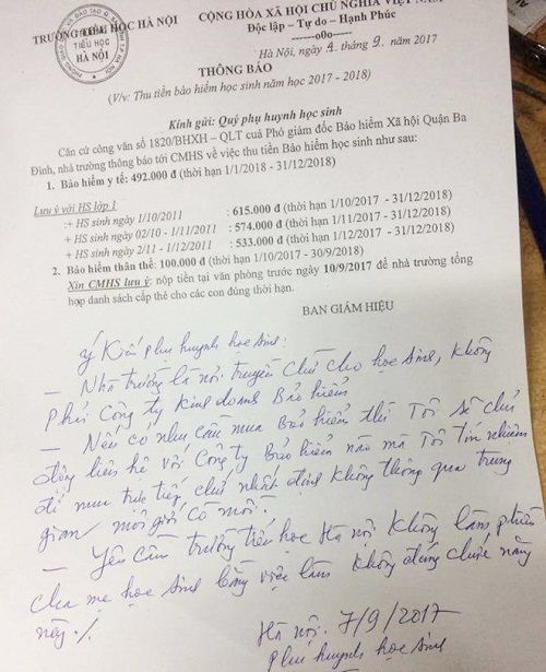 Trường học bị phụ huynh tố cáo là "cò" cho Bảo Hiểm