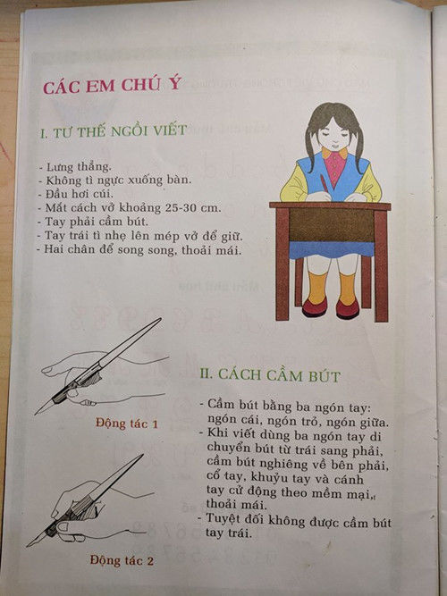 Học sinh rèn chữ không được cầm bút bằng tay trái?