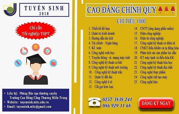 Tuyển sinh Cao đẳng năm 2018 Trường Cao đẳng Công thương Miền Trung Tuyển sinh Cao đẳng năm 2018 Trường Cao đẳng Công thương Miền Trung