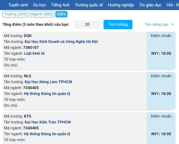 Hướng dẫn các cách tìm kiếm trường ĐH - CĐ, ngành nghề học theo điểm chuẩn tại Kênh Tuyển Sinh Hướng dẫn các cách tìm kiếm trường ĐH - CĐ, ngành nghề học theo điểm chuẩn tại Kênh Tuyển Sinh