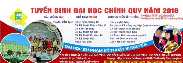 Trường Đại học Sư phạm Kỹ thuật Hưng Yên tuyển sinh năm 2018 Trường Đại học Sư phạm Kỹ thuật Hưng Yên tuyển sinh năm 2018