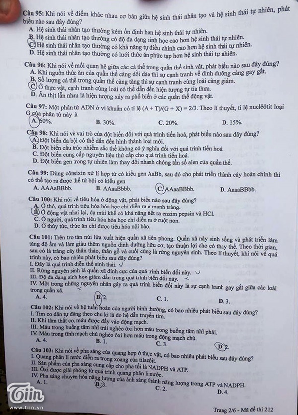 Đề thi môn Sinh học THPT Quốc gia 2018 Đề thi môn Sinh học THPT Quốc gia 2018