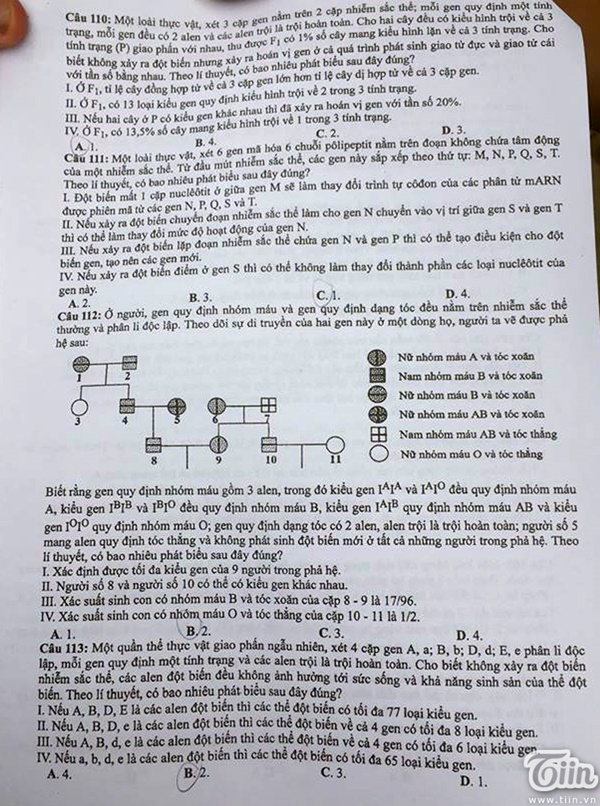 Đề thi môn Sinh học THPT Quốc gia 2018 Đề thi môn Sinh học THPT Quốc gia 2018