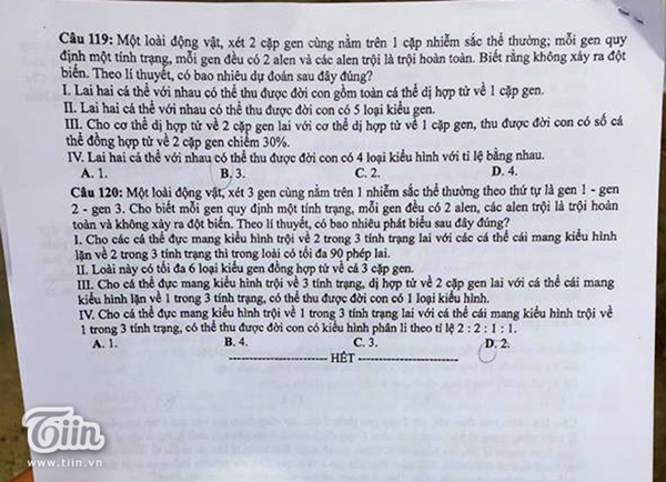 Đề thi môn Sinh học THPT Quốc gia 2018 Đề thi môn Sinh học THPT Quốc gia 2018
