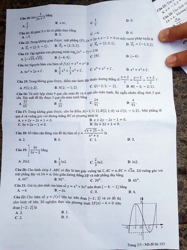 Đề thi môn Toán THPT Quốc gia năm 2018 Đề thi môn Toán THPT Quốc gia năm 2018