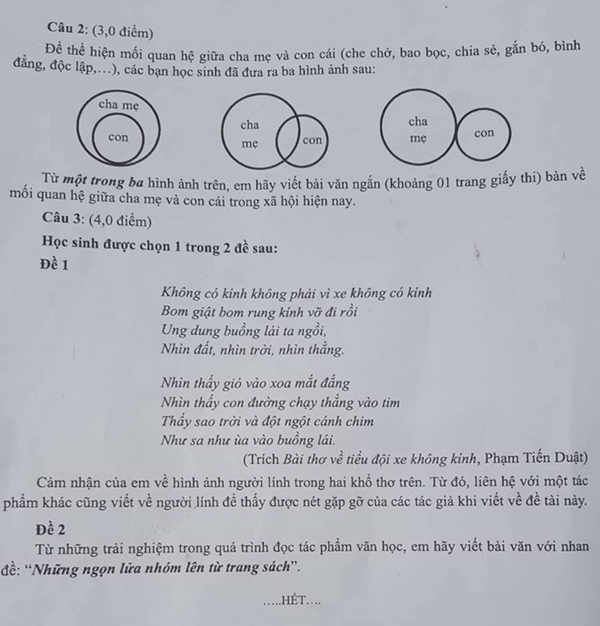 Đề thi môn Văn tuyển sinh lớp 10 lạ, gây bất ngờ và thú vị tại khu vực TP.HCM Đề thi môn Văn tuyển sinh lớp 10 lạ, gây bất ngờ và thú vị tại khu vực TP.HCM