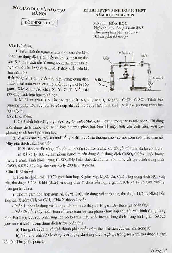 Tổng hợp đề thi các môn chuyên trong kỳ thi tuyển sinh lớp 10 tại Hà Nội