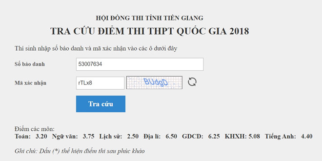 Sở GD&ĐT  Tiền Giang công bố Điểm thi THPT quốc gia 2018 - Ảnh 1