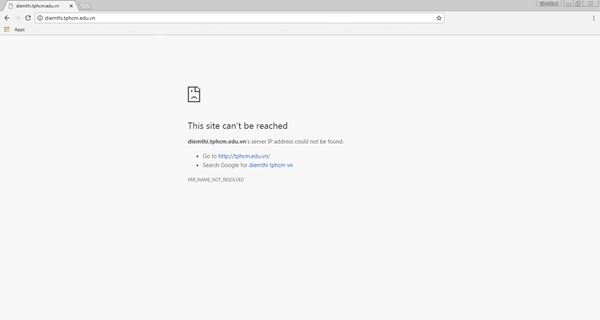 Trang tra cứu điểm thi THPT Quốc gia 2018 của Sở GD&ĐT TP.HCM đã bị quá tải