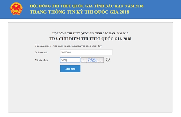 Xem, tra cứu điểm thi THPT Quốc gia năm 2018 của Bắc Kạn - Ảnh 1