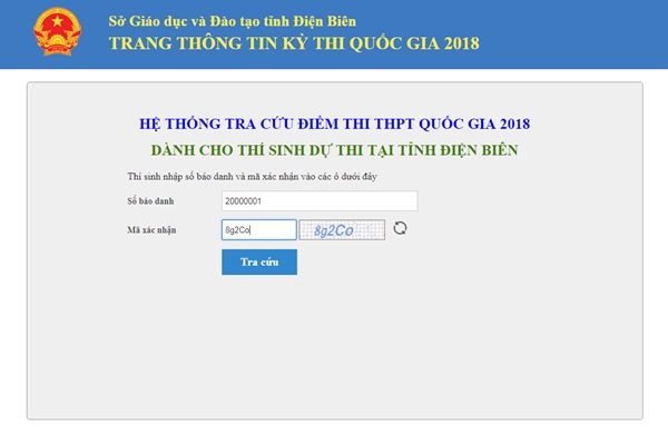 Xem, tra cứu điểm thi THPT Quốc gia năm 2018 của Điện Biên - Ảnh 1
