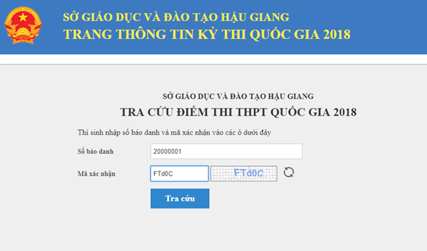 Xem, tra cứu điểm thi THPT Quốc gia năm 2018 của Hậu Giang Xem, tra cứu điểm thi THPT Quốc gia năm 2018 của Hậu Giang