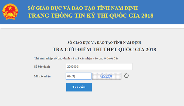 Xem, tra cứu điểm thi THPT Quốc gia năm 2018 của Nam Định Xem, tra cứu điểm thi THPT Quốc gia năm 2018 của Nam Định