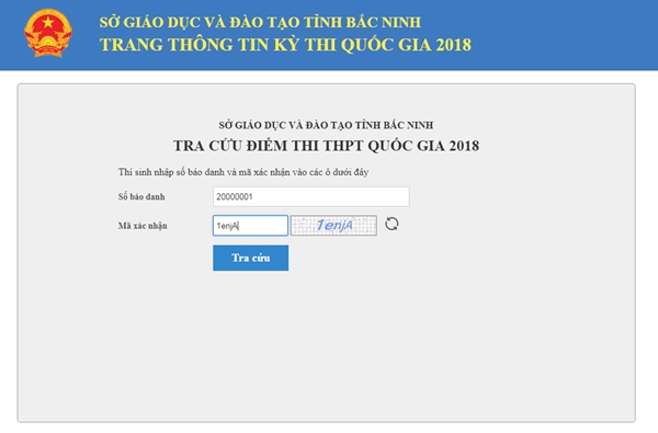 Xem, tra cứu điểm thi THPT Quốc gia năm 2018 của tỉnh Bắc Ninh - Ảnh 1
