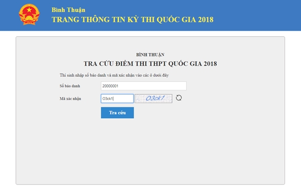 Xem, tra cứu điểm thi THPT Quốc gia năm 2018 của tỉnh Bình Thuận - Ảnh 1