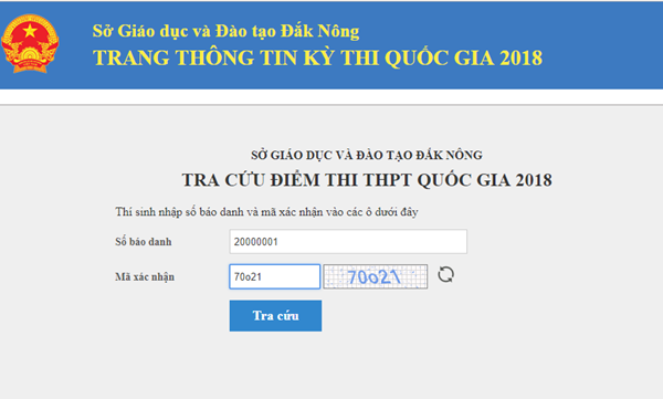 Xem, tra cứu điểm thi THPT Quốc gia năm 2018 của tỉnh Đắk Nông Xem, tra cứu điểm thi THPT Quốc gia năm 2018 của tỉnh Đắk Nông