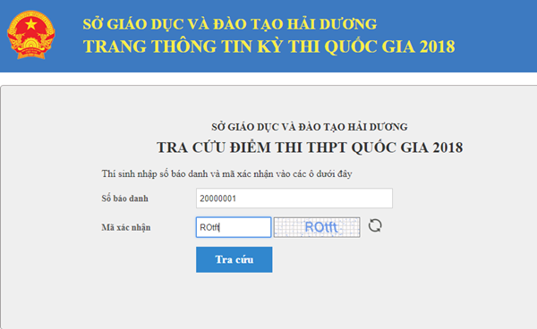 Xem, tra cứu điểm thi THPT Quốc gia năm 2018 của tỉnh Hải Dương Xem, tra cứu điểm thi THPT Quốc gia năm 2018 của tỉnh Hải Dương