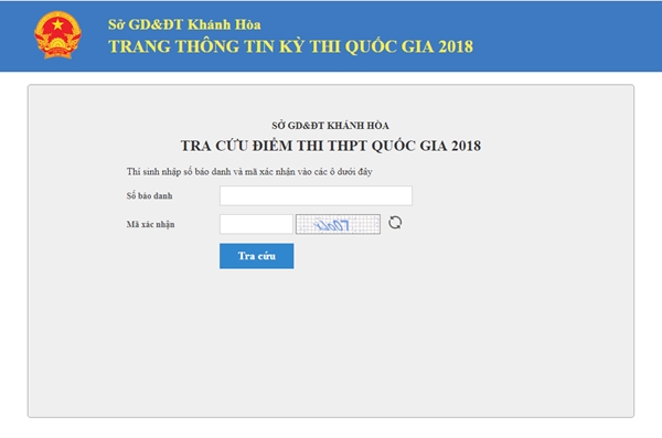 Xem, tra cứu điểm thi THPT Quốc gia năm 2018 của tỉnh Khánh Hòa Xem, tra cứu điểm thi THPT Quốc gia năm 2018 của tỉnh Khánh Hòa