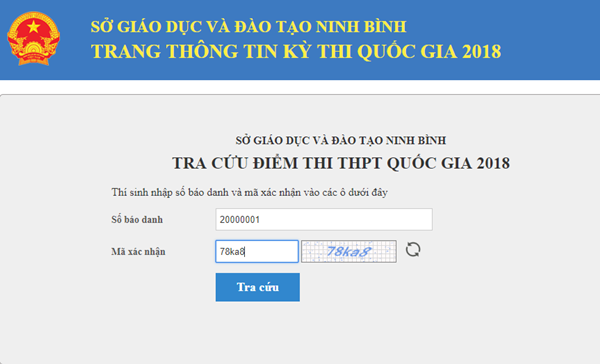 Xem, tra cứu điểm thi THPT Quốc gia năm 2018 của tỉnh Ninh Bình Xem, tra cứu điểm thi THPT Quốc gia năm 2018 của tỉnh Ninh Bình