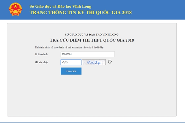 Xem, tra cứu điểm thi THPT Quốc gia năm 2018 của tỉnh Vĩnh Long - Ảnh 1