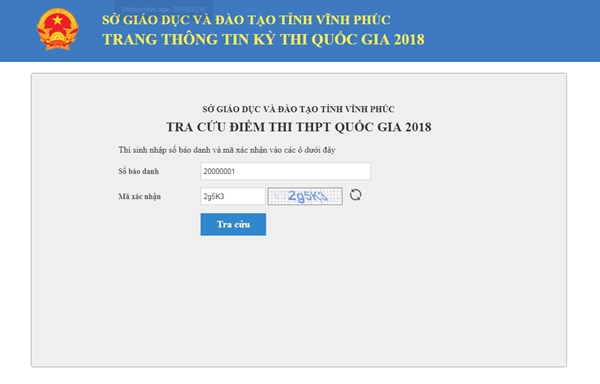 Xem, tra cứu điểm thi THPT Quốc gia năm 2018 của tỉnh Vĩnh Phúc - Ảnh 1