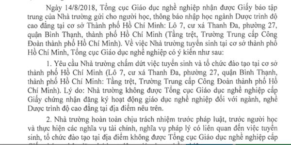 Cao đẳng Y dược Hà Nội tuyển sinh “chui” tại TPHCM - Ảnh 1